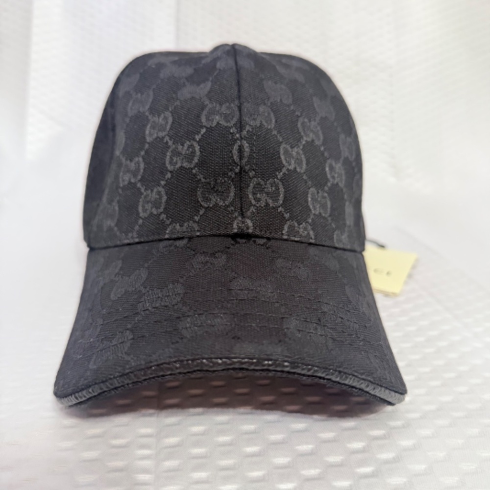 GUCCI GG RIPSTOP BASEBALL HAT BLACK MONOGRAM UNISEX SIZE M/L ADJUSTABLE - Picture 3 of 5